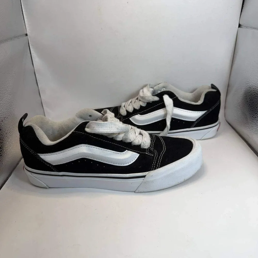 Vans Knu Skool Black White Suede Puffy Skate Shoes Mens 6.5 Womens 8 500714